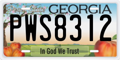 GA license plate PWS8312