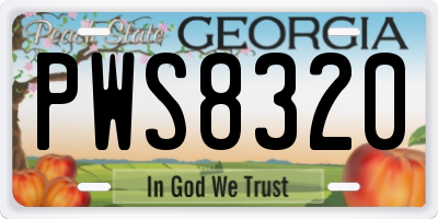 GA license plate PWS8320