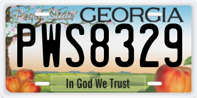 GA license plate PWS8329