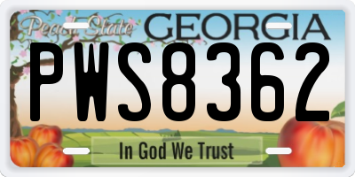 GA license plate PWS8362