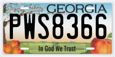 GA license plate PWS8366