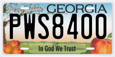 GA license plate PWS8400