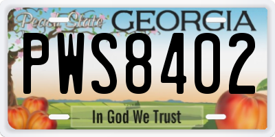 GA license plate PWS8402