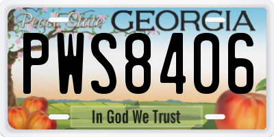 GA license plate PWS8406