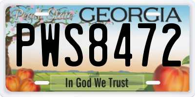 GA license plate PWS8472