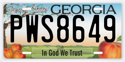 GA license plate PWS8649