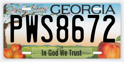 GA license plate PWS8672
