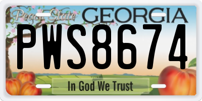 GA license plate PWS8674