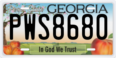 GA license plate PWS8680