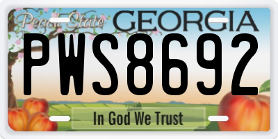 GA license plate PWS8692