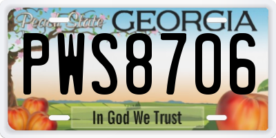 GA license plate PWS8706
