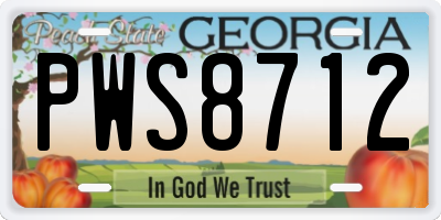 GA license plate PWS8712