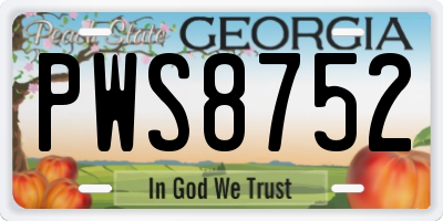 GA license plate PWS8752