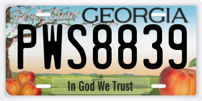 GA license plate PWS8839