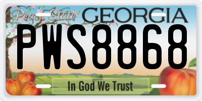 GA license plate PWS8868