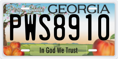 GA license plate PWS8910