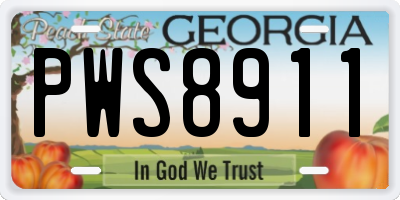 GA license plate PWS8911