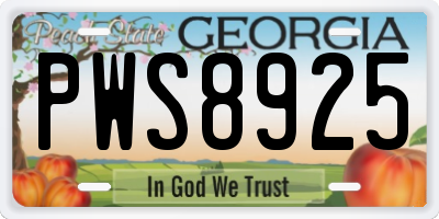 GA license plate PWS8925