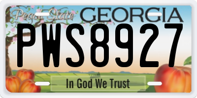 GA license plate PWS8927