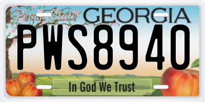 GA license plate PWS8940