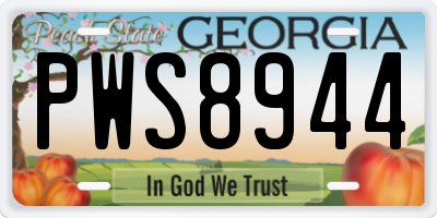 GA license plate PWS8944