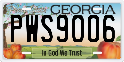 GA license plate PWS9006
