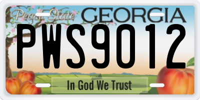 GA license plate PWS9012