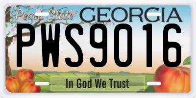 GA license plate PWS9016