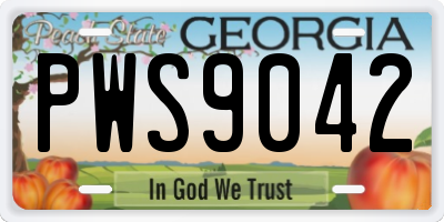 GA license plate PWS9042
