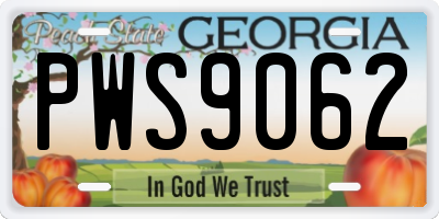 GA license plate PWS9062