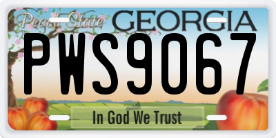 GA license plate PWS9067