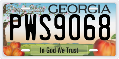 GA license plate PWS9068
