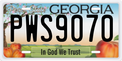 GA license plate PWS9070
