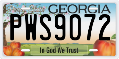 GA license plate PWS9072