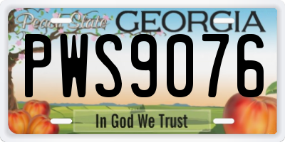 GA license plate PWS9076