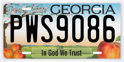 GA license plate PWS9086