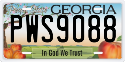 GA license plate PWS9088