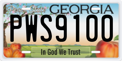 GA license plate PWS9100