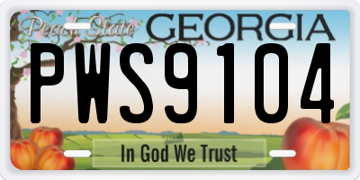 GA license plate PWS9104