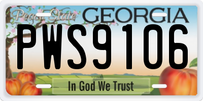 GA license plate PWS9106