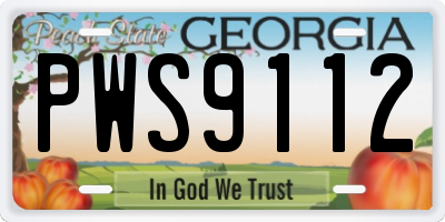 GA license plate PWS9112