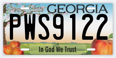 GA license plate PWS9122