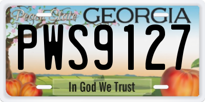 GA license plate PWS9127