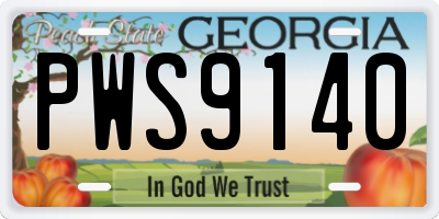 GA license plate PWS9140