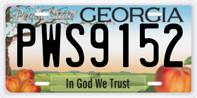 GA license plate PWS9152