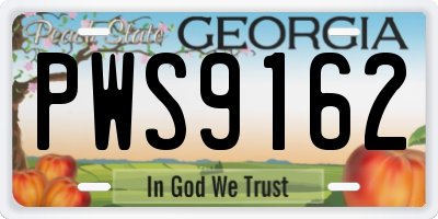 GA license plate PWS9162
