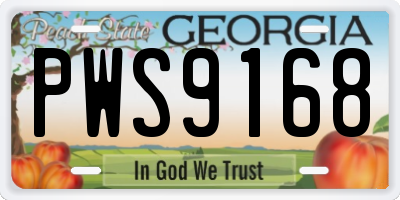 GA license plate PWS9168