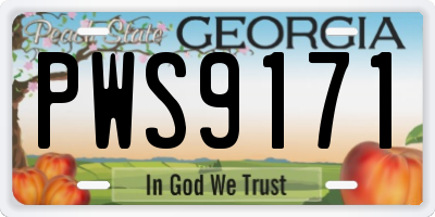 GA license plate PWS9171