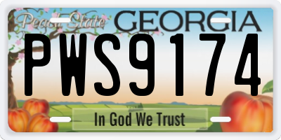 GA license plate PWS9174