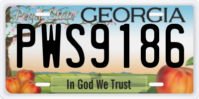 GA license plate PWS9186